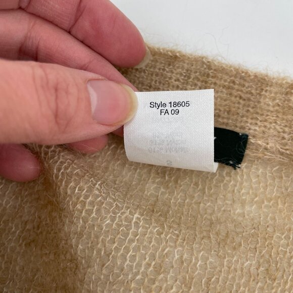 Vintage Y2K J. Crew Beige Mohair Wool Cardigan Sweater 3/4 Sleeve Womens Small - Picture 5 of 8